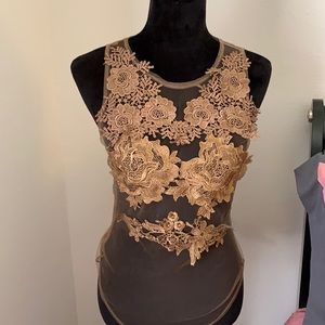 See-through body suit top